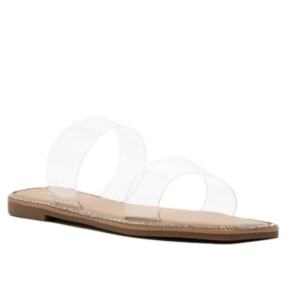 !! NEW !! Embellished Double Strap Square Toe Sandals in Black - Picture 9 of 10